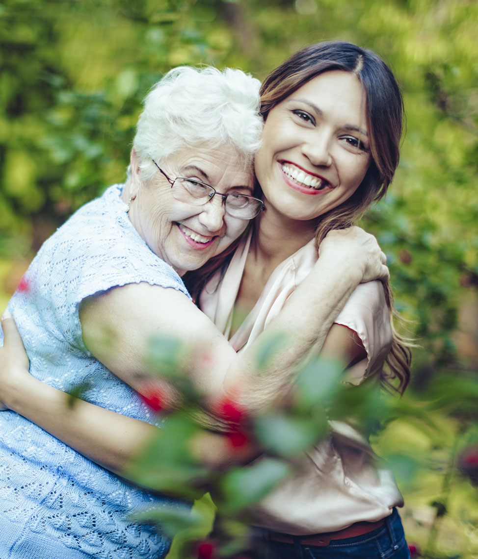 Resident happy with her caregiver